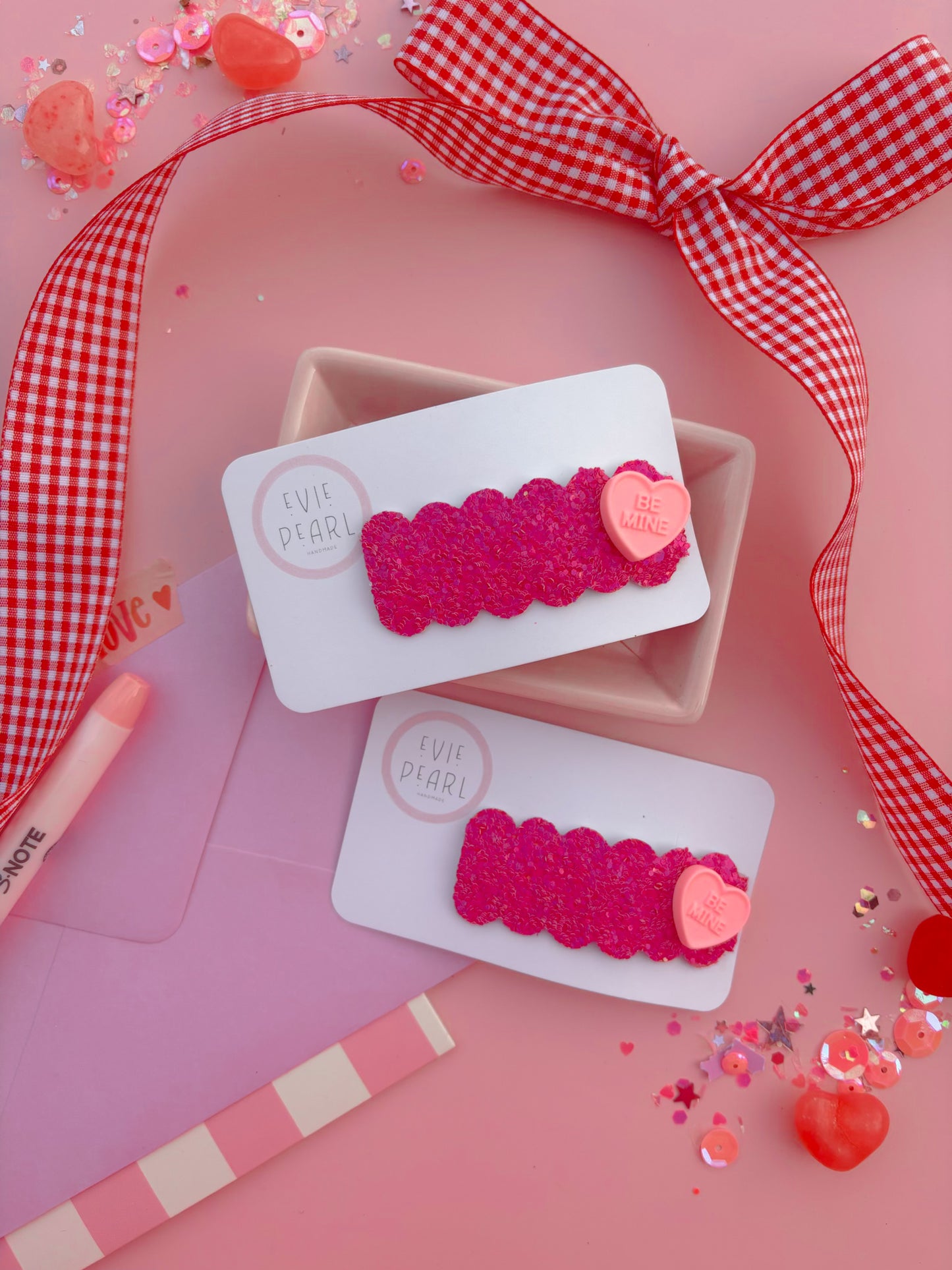 Be Mine Magenta Glitter Snap Clip