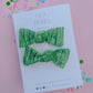 Green Soft Crinkle Knot Bow Pigtail Set