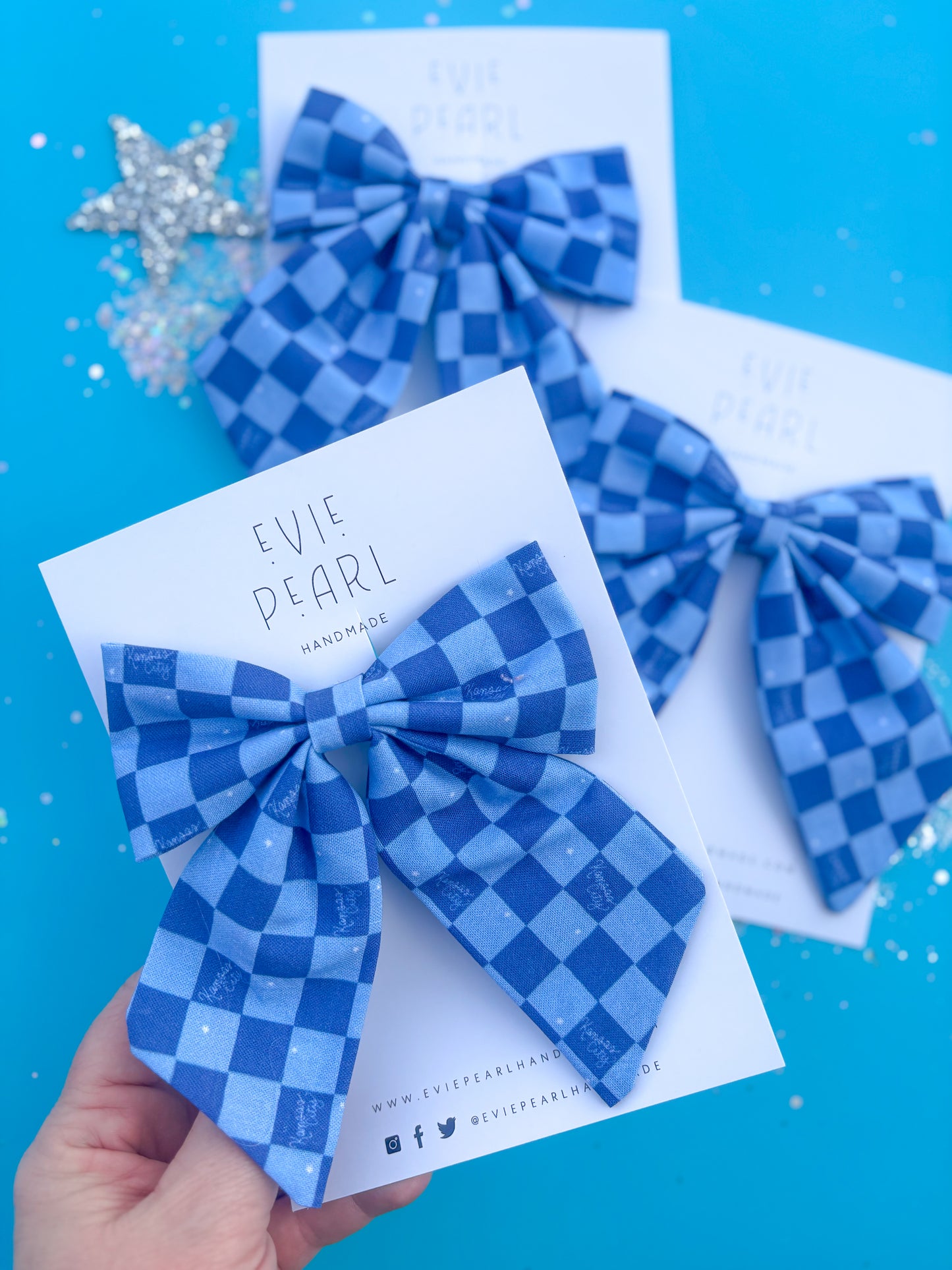 Blue Checkered Kansas City Medium Sailor Bow