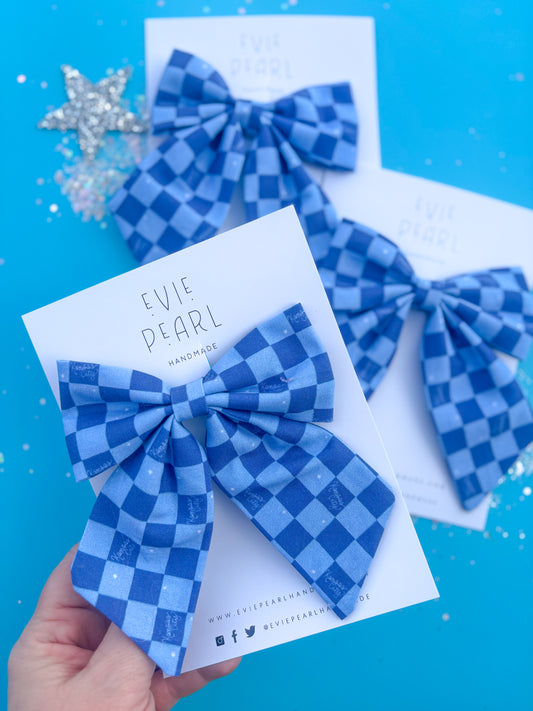 Blue Checkered Kansas City Medium Sailor Bow