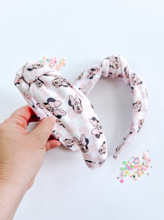 Pink Checkered Magical Mouse Headband for Girls & Women