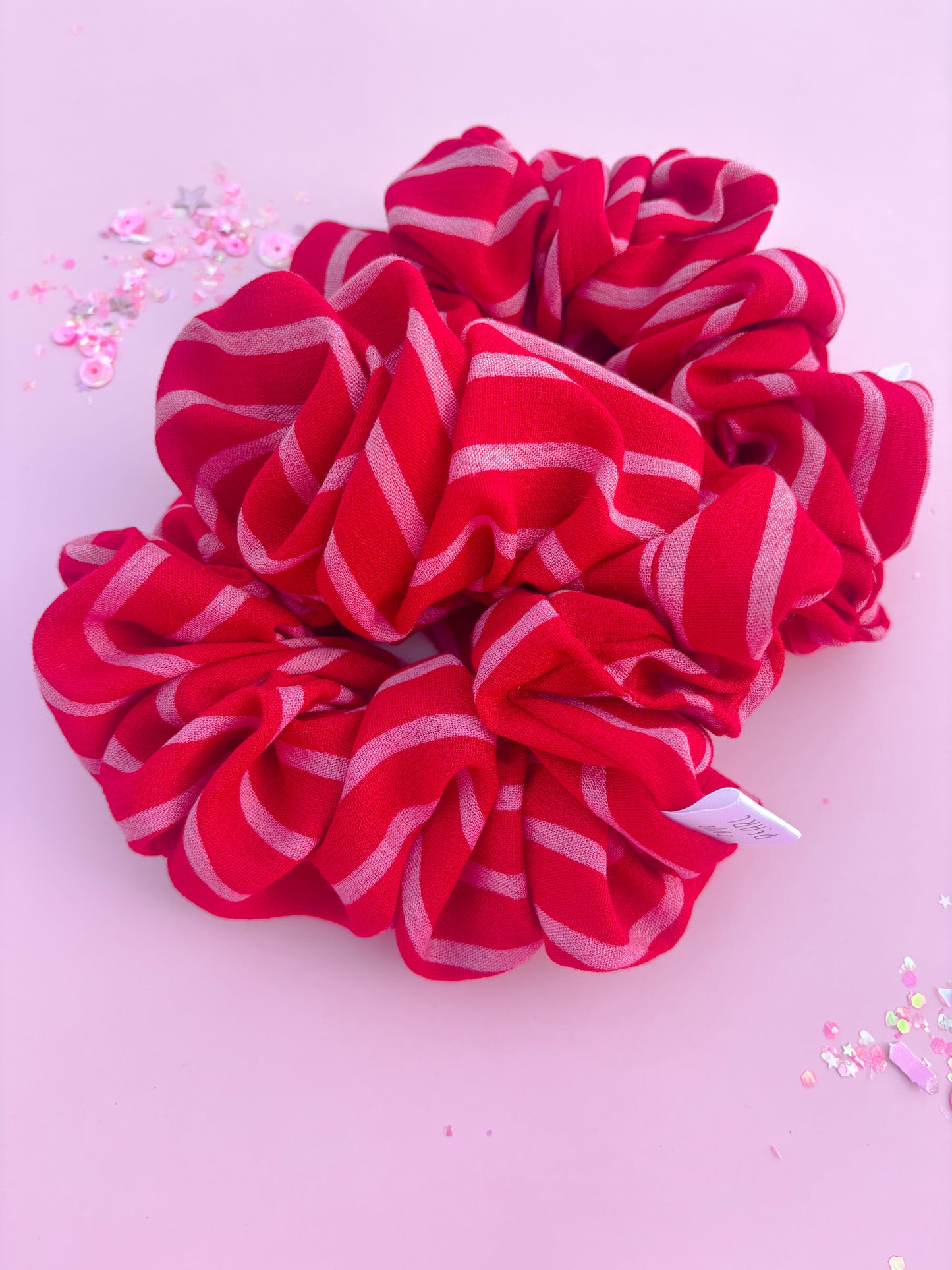 Red & Pink Stripe Oversized Scrunchy