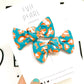 Teal Orange Leopard Pigtail Bow Set