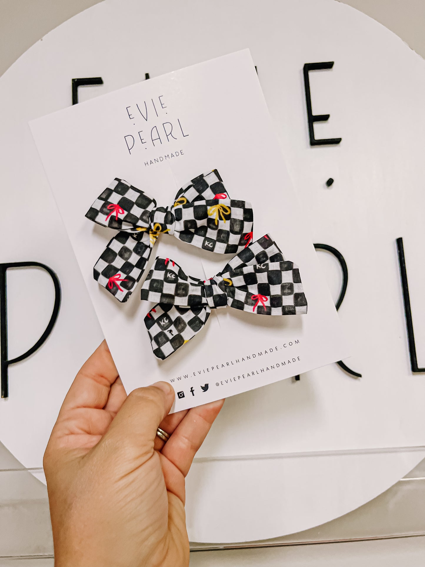 Black| KC Bows Checkered Pinwheel Bow