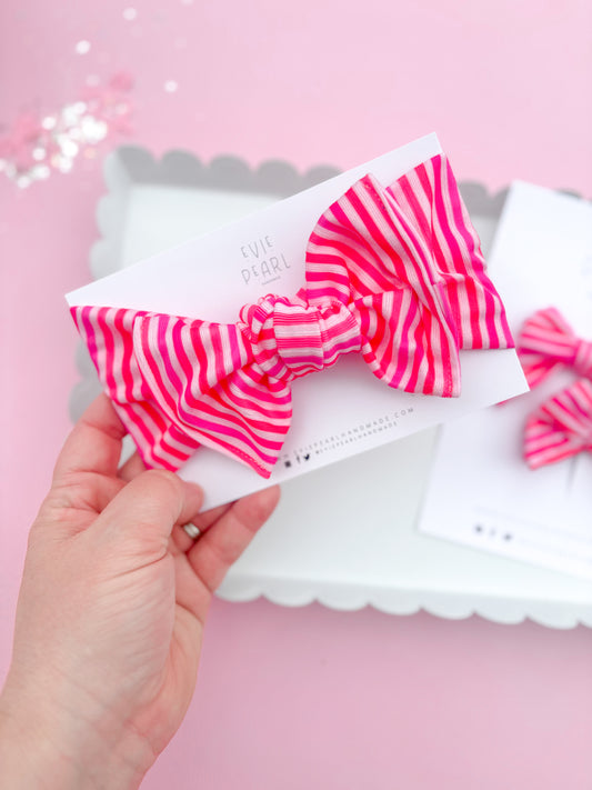Pretty In Pink Stripe Baby Bow Turban