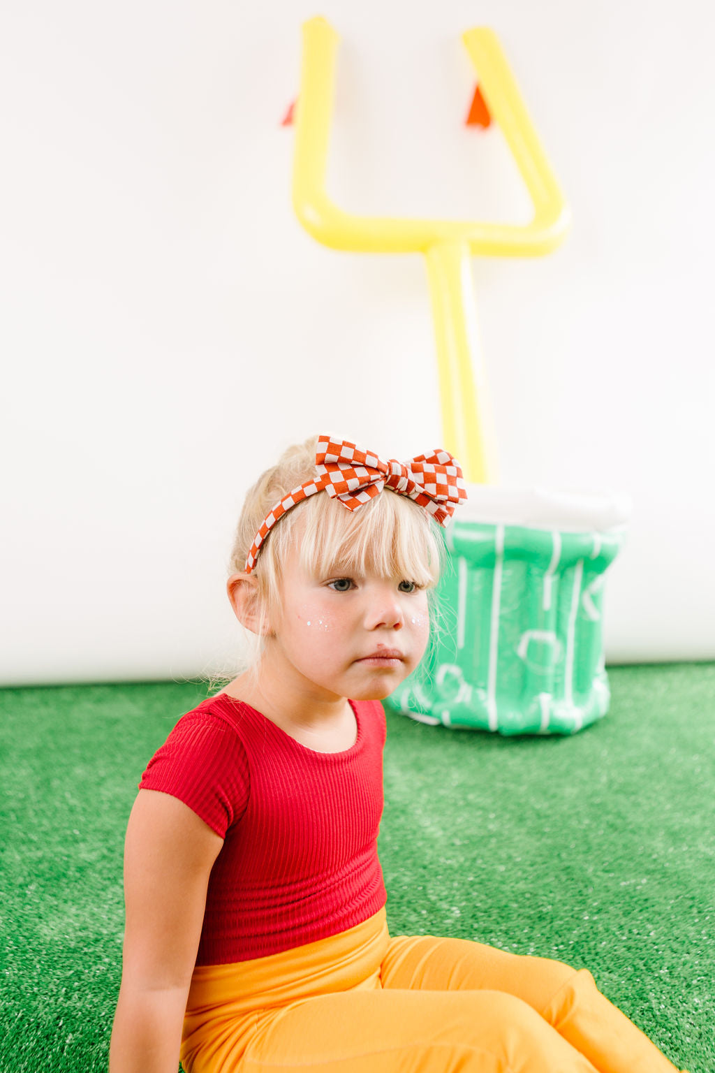 Red Checkered Bow Headband for  Girls