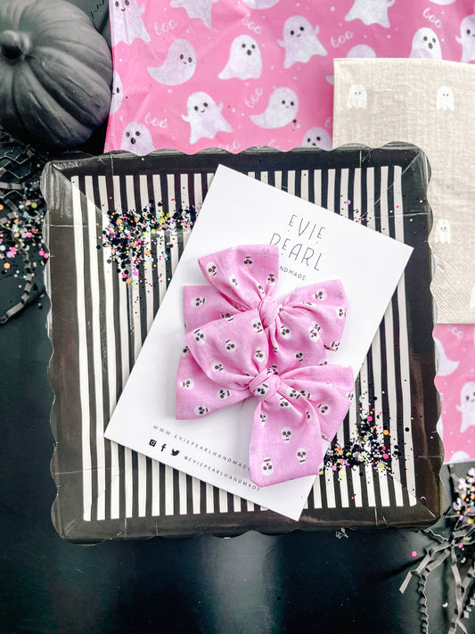 Pink Skulls Medium Pigtails