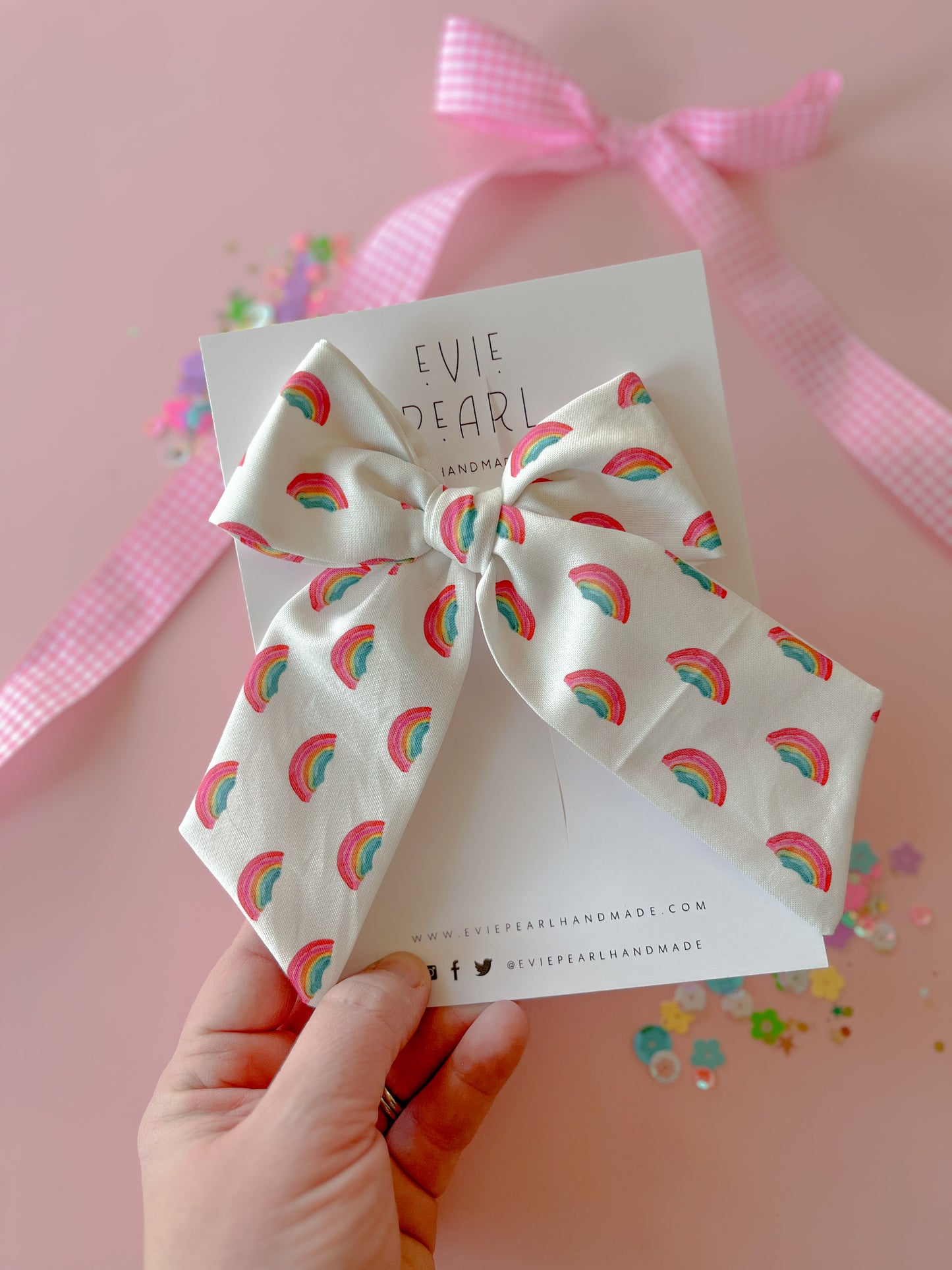 White Rainbow XL Pinwheel Bow