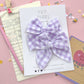 Personalized Initial Purple Plaid Small Pigtail Bows