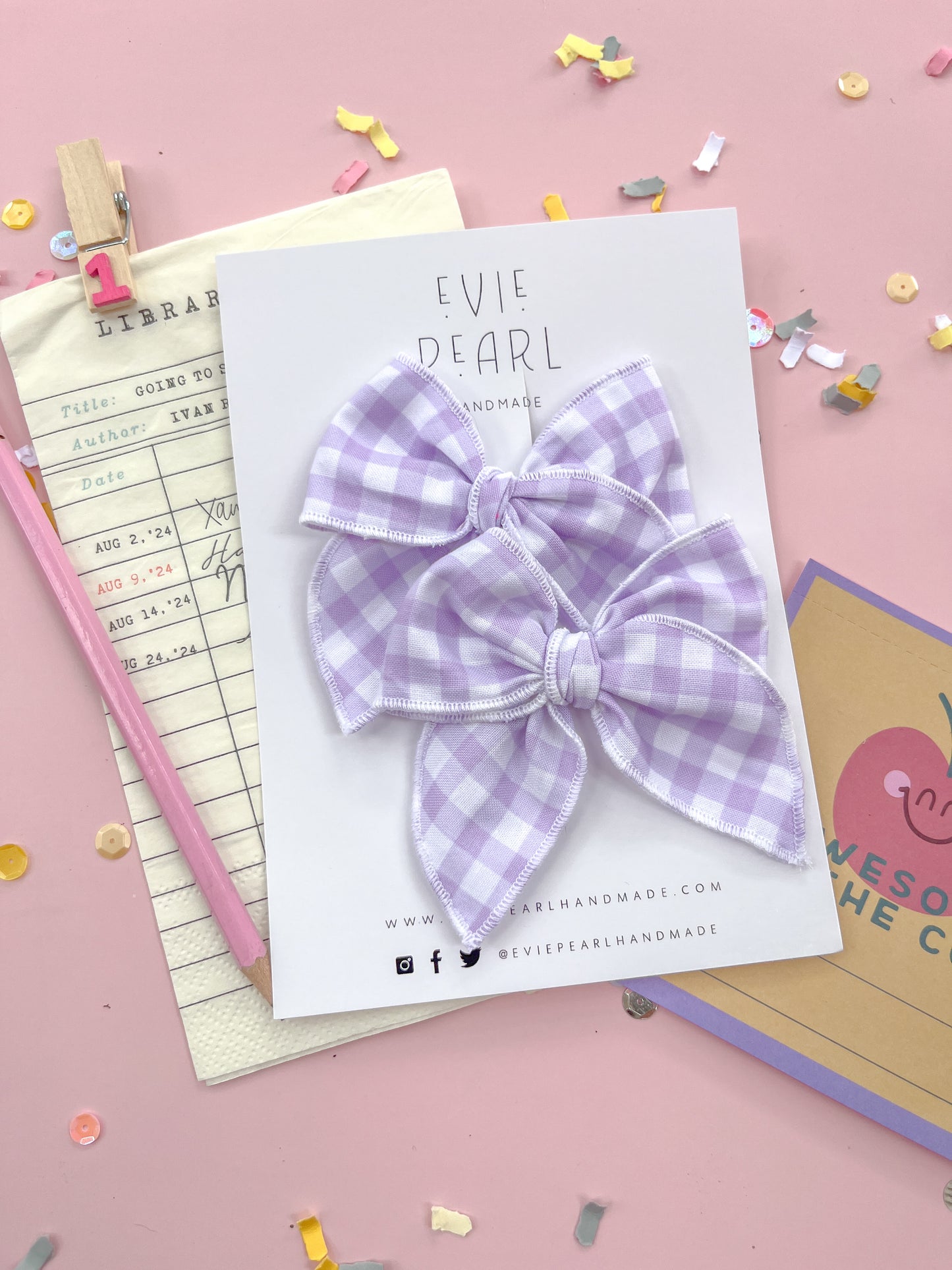 Personalized Initial Purple Plaid Small Pigtail Bows