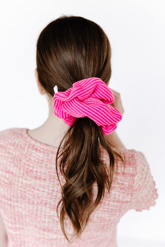 Hot Pink Ribbed Oversized Scrunchie