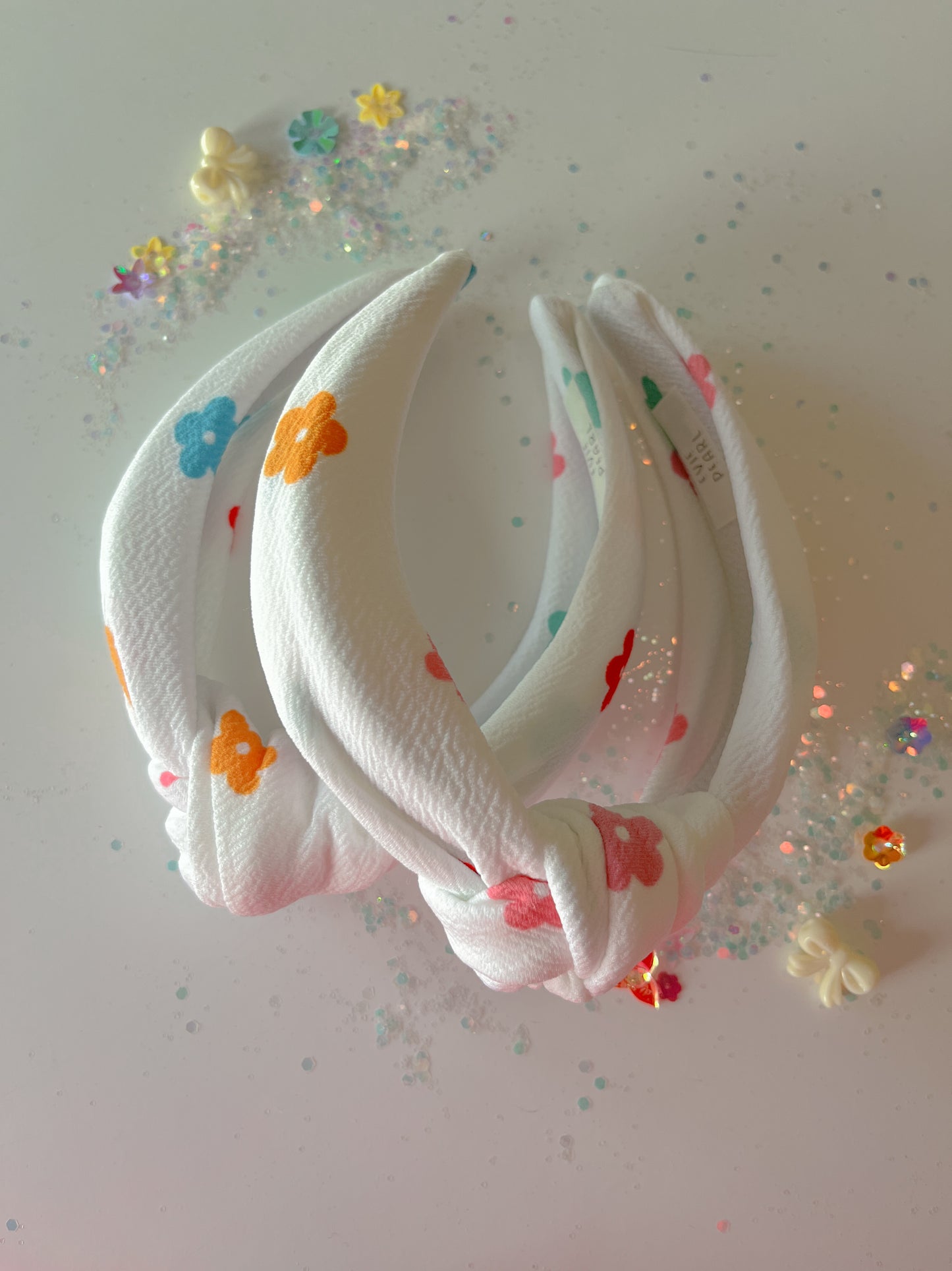 White Multicolored Daisy Knotted Headband for Girls & Women