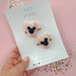 Black Mouse Rhinestone Pink Heart Pigtail Hair Clips
