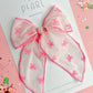 Oversized Hot Pink Flocked Bows Bow