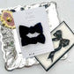 Black Velvet Knot Bow Pigtail Set