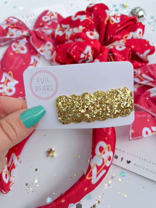 Gold Glitter Single Snap Clip Barrette