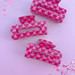 Pink Heart Rectangle Medium Claw Clip