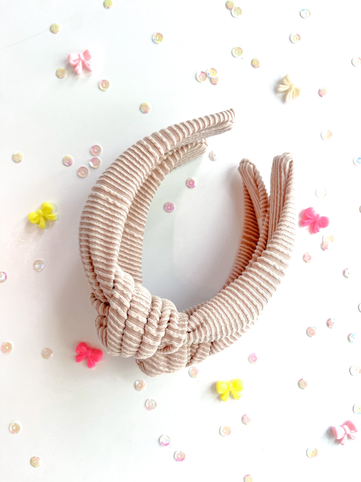 Latte Ribbed Knotted Headband