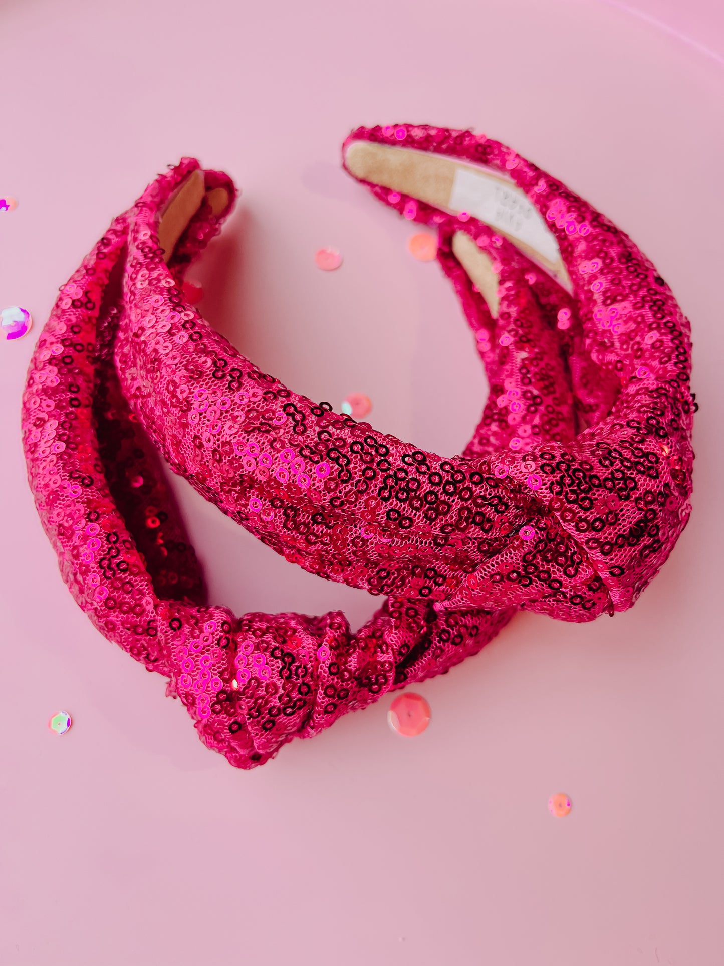 Magenta Pink Sequin Knotted Headband for Girls & Women