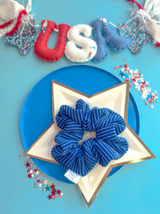 Royal Blue Ribbed Scrunchy