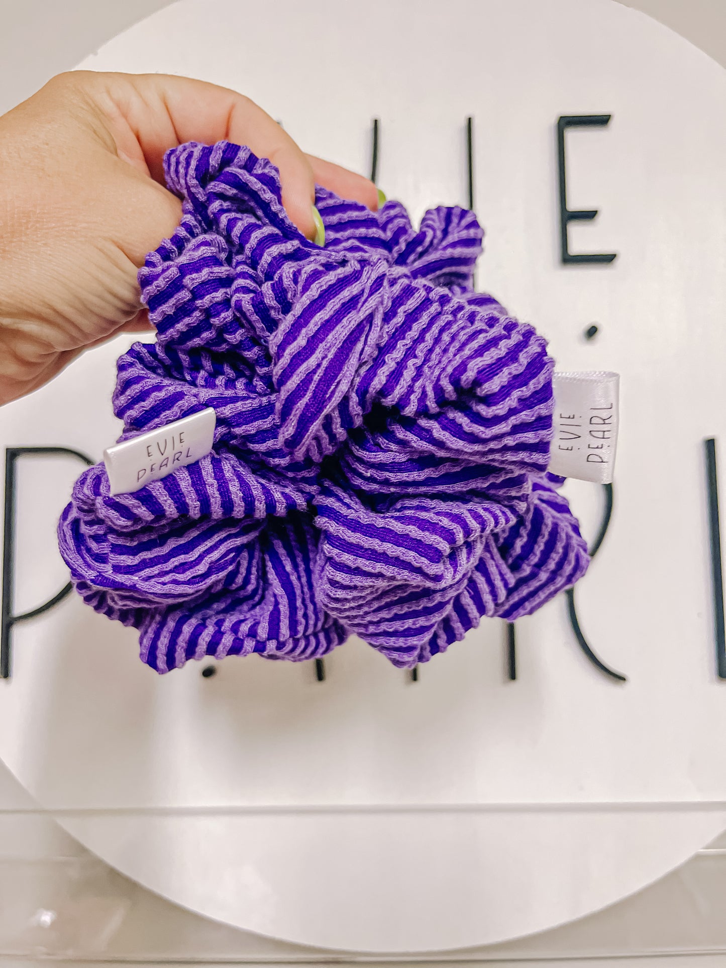 Purple Ribbed Oversized Scrunchy