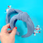 Blue Denim Ribbed Knit Knotted Headband