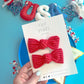Red Ribbed Knot Bow Pigtails
