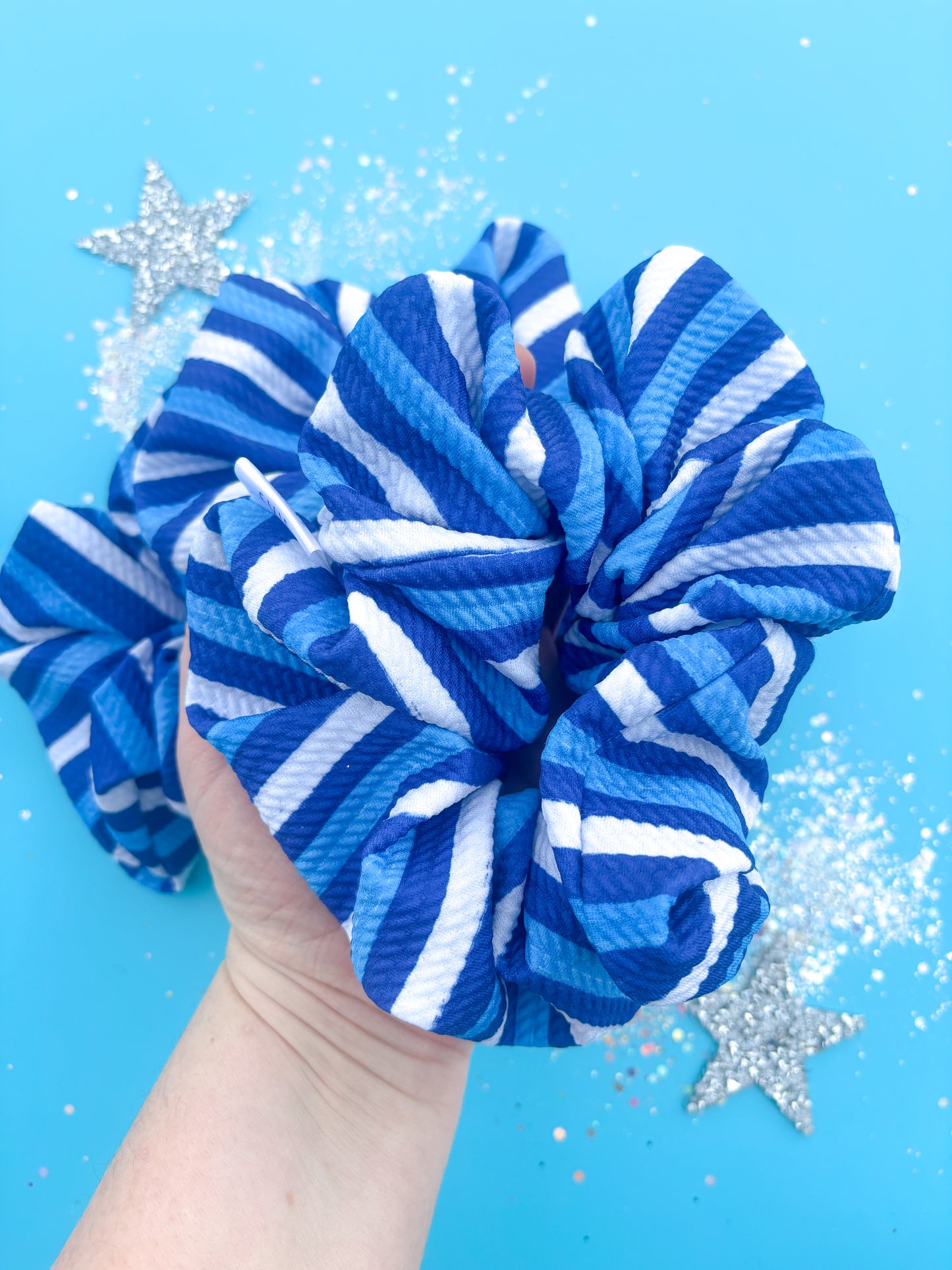 Blue White Stripe Kanas City Oversized Scrunchy