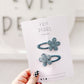 Blue Floral Snap Clip Pigtail Set