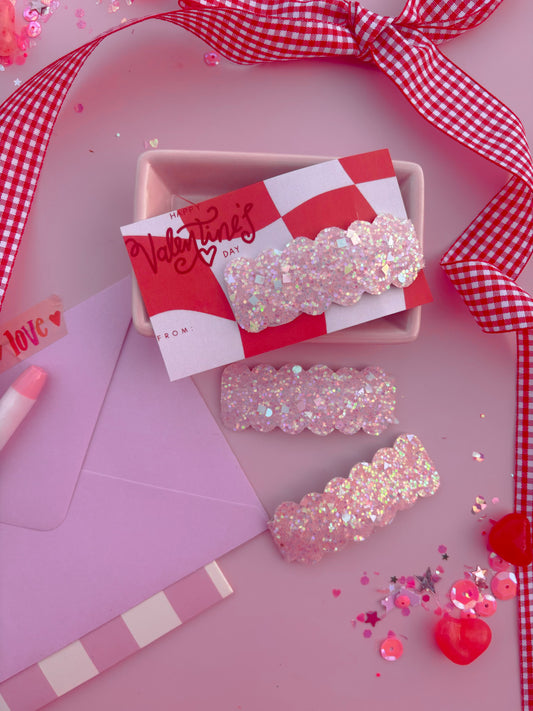 Light Pink Glitter Snap Clip