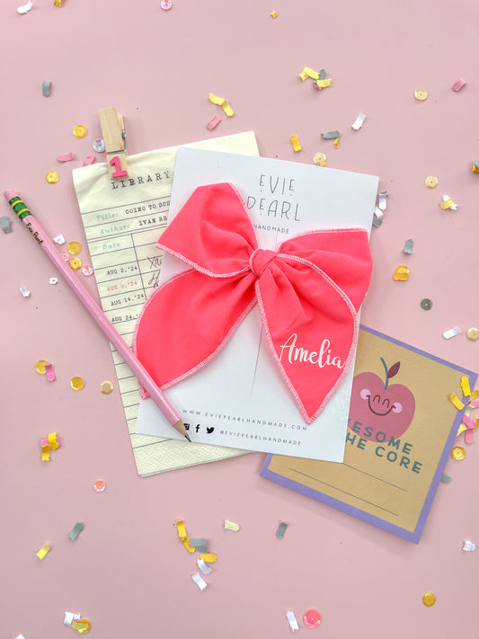 Personalized Hot Pink Oversized Bow