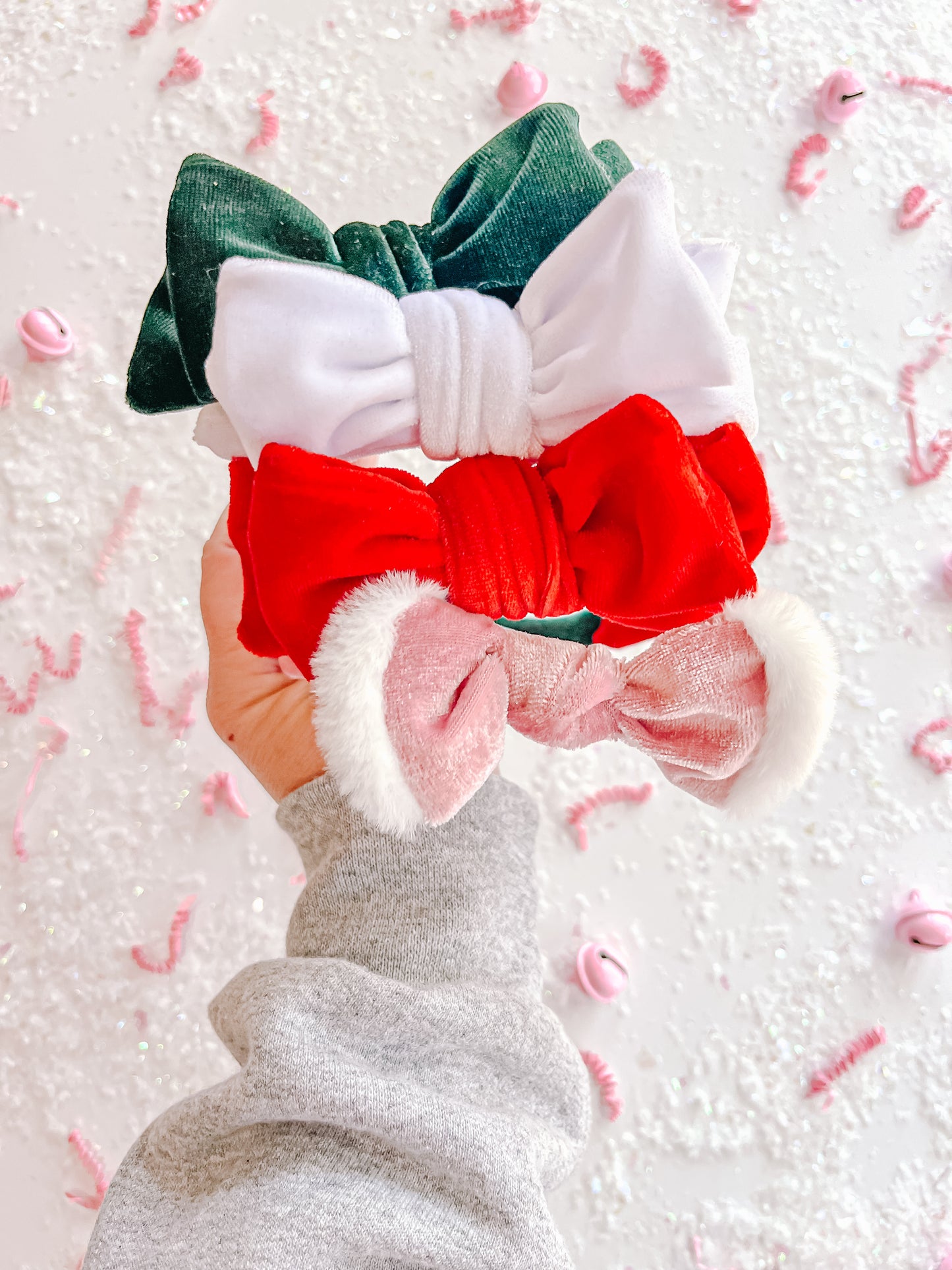 Pink Velvet With Fur Bow Headband