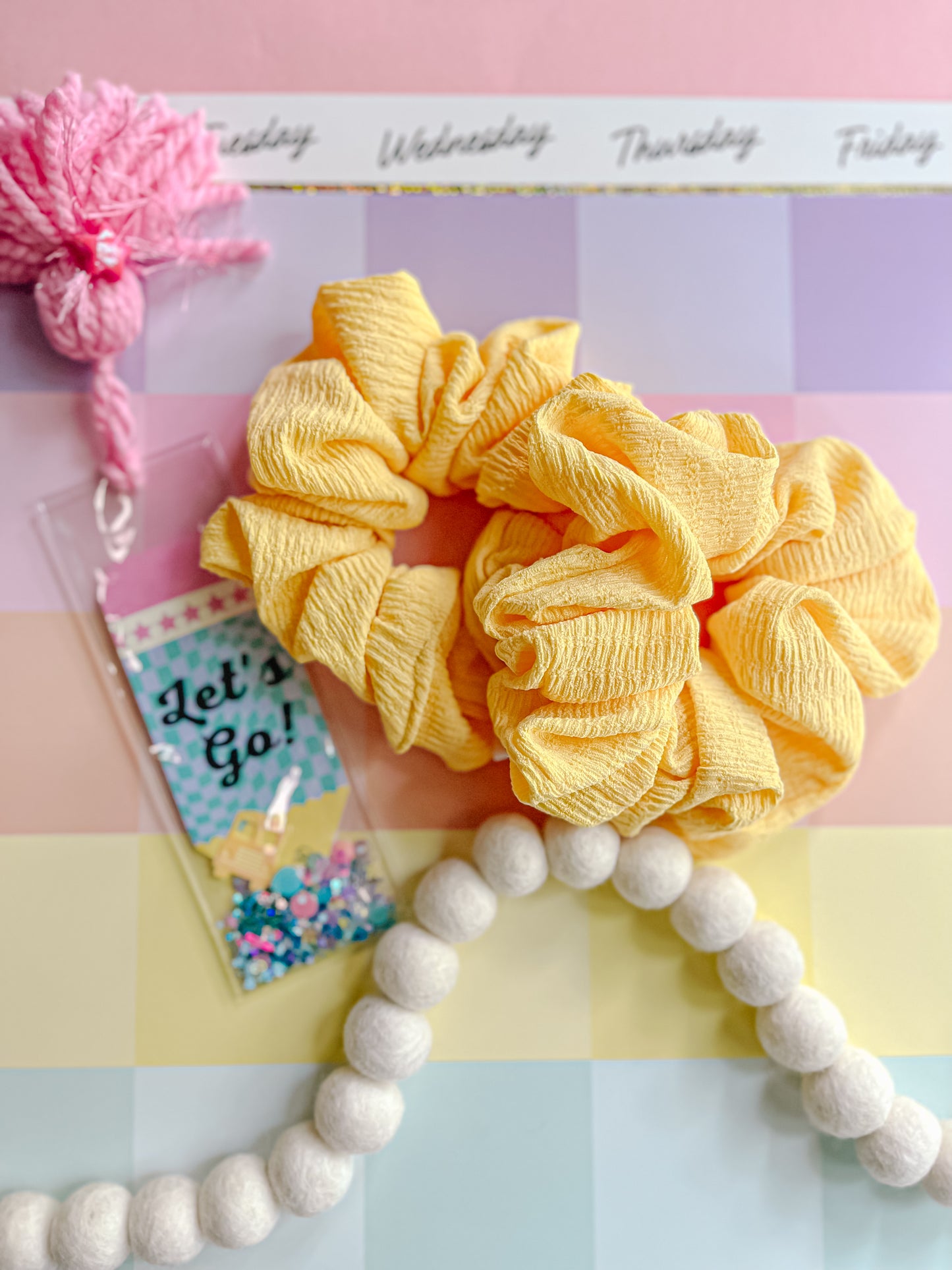 Yellow Crinkle Oversized Scrunchy