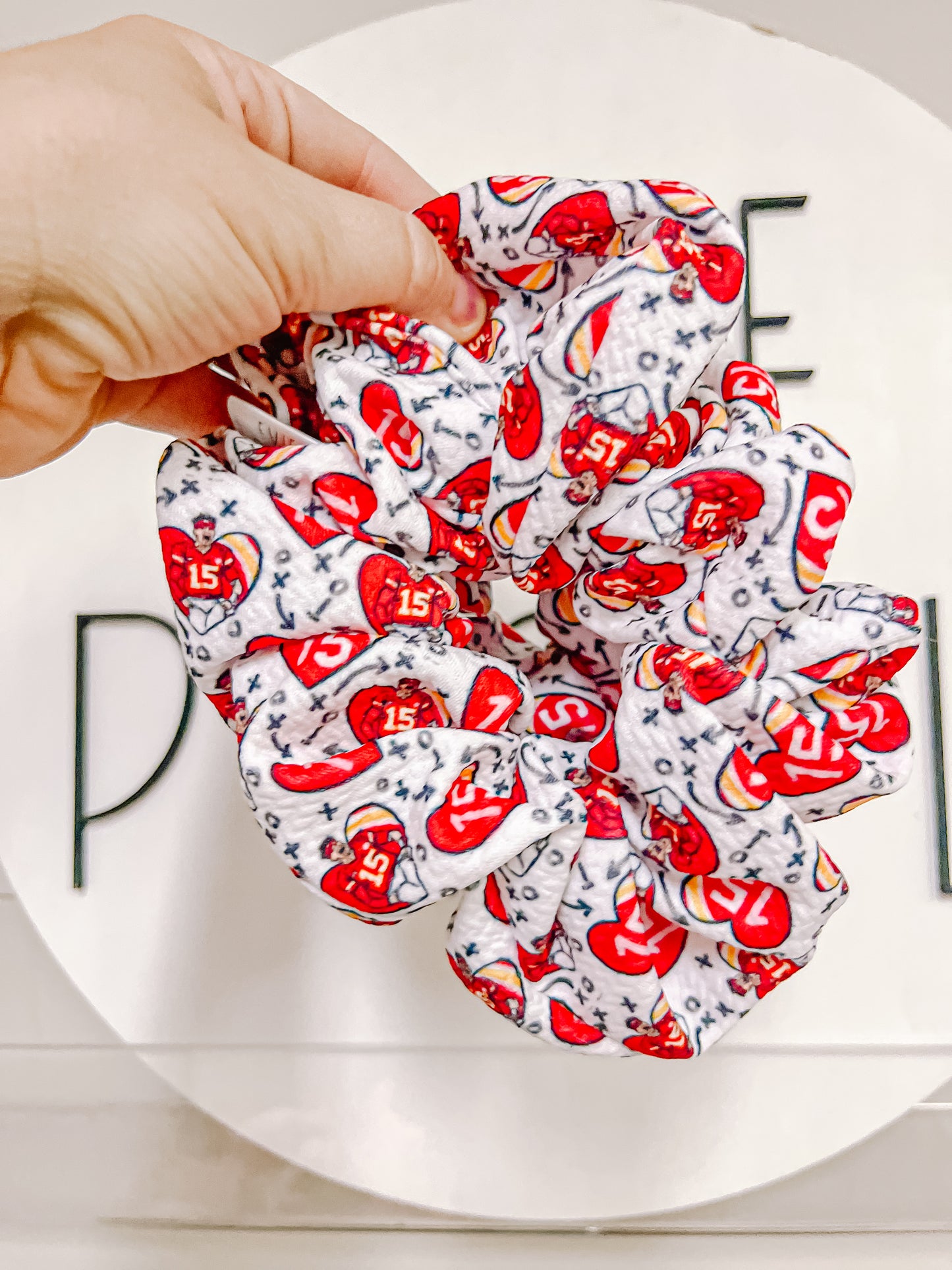 Mahomes 15 Heart Oversized Scrunchy