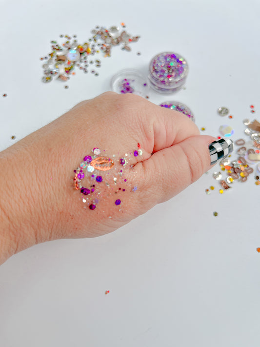 Purple Silver Football Game Day Hair Glitter Gel