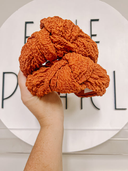 Terracotta Pumpkin Crinkle Knotted Headband