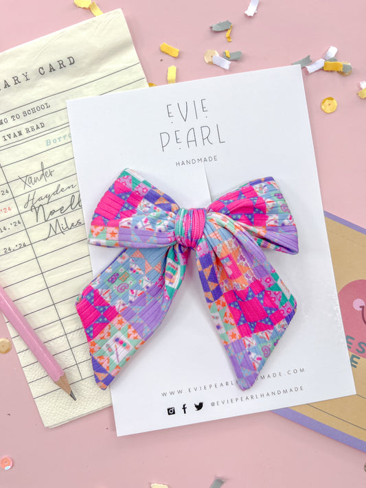 Bright Quilt School Supply Large Pinwheel Bow
