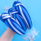 Blue White Stripe Kansas City Knotted Headband Girls & Women