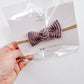 Gray Ribbed Knot Bow on Nylon Headband