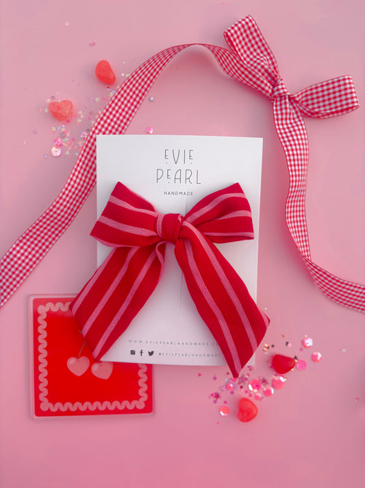 Red & Pink Stripe XL Pinwheel Bow