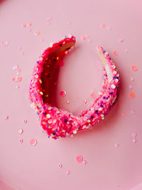 Hot Pink Iridescent Sequin Knotted Headband for Girls & Women