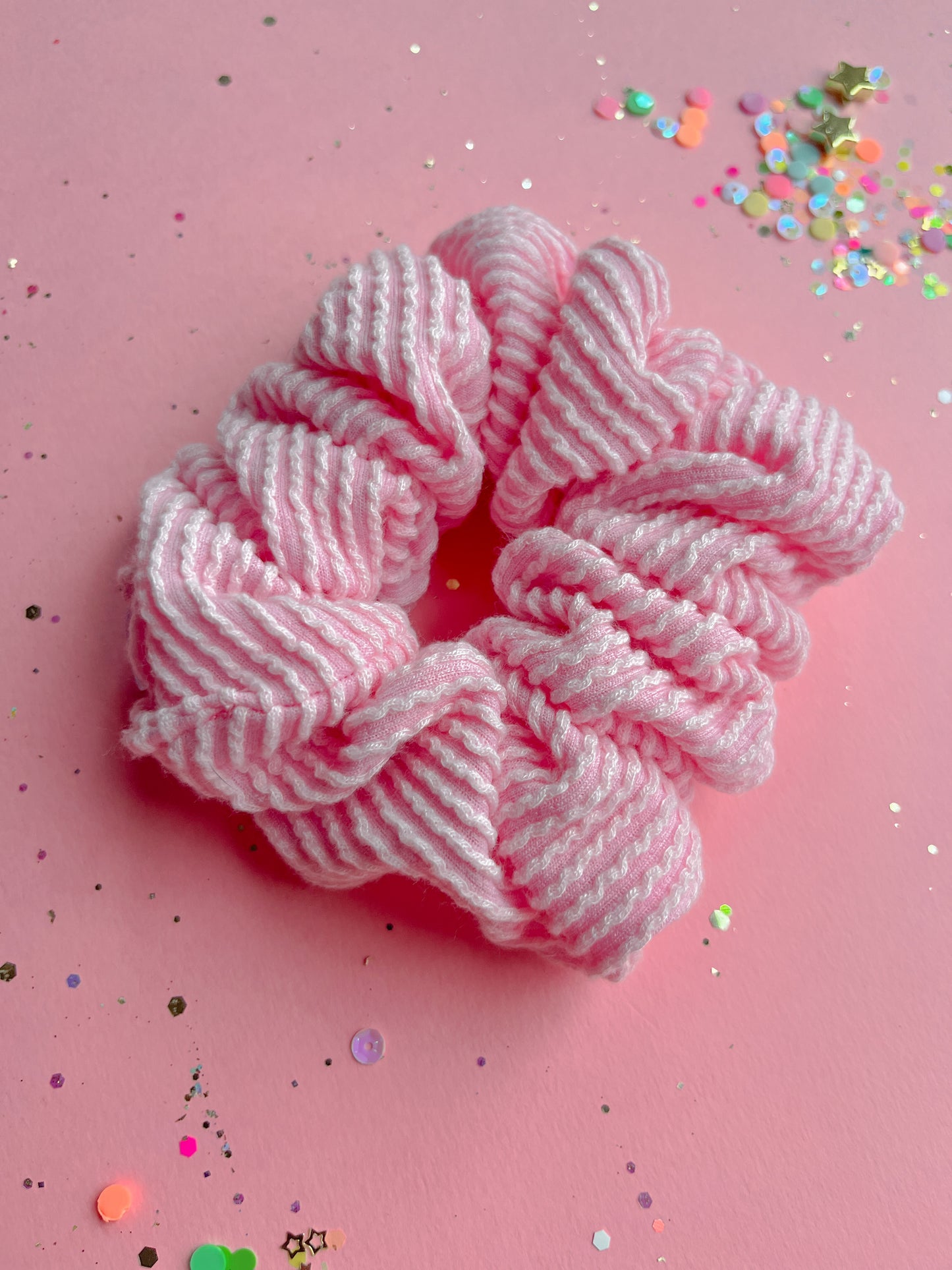 Light Pink Ribbed Regular Scrunchy