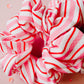 Pink Red Striped Oversized Scrunchie