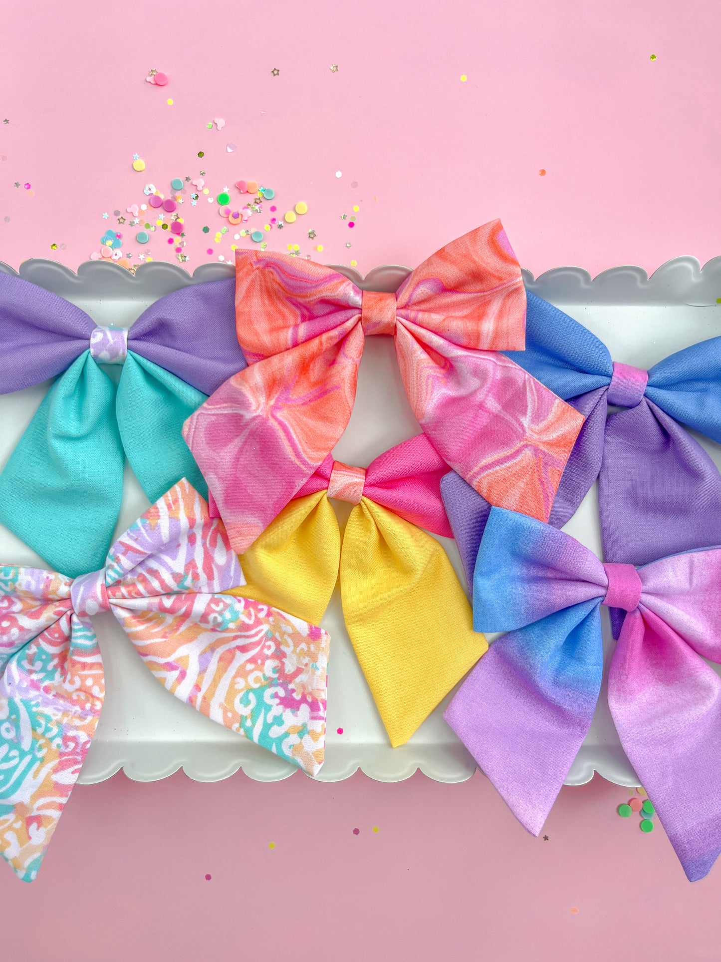 Pink & Yellow Colorblock Medium Sailor Bow
