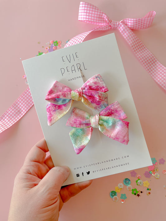 Rainbow Splash Small Pinwheel Pigtail Set
