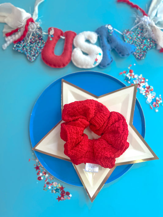 Red Crinkle Regular Scrunchy