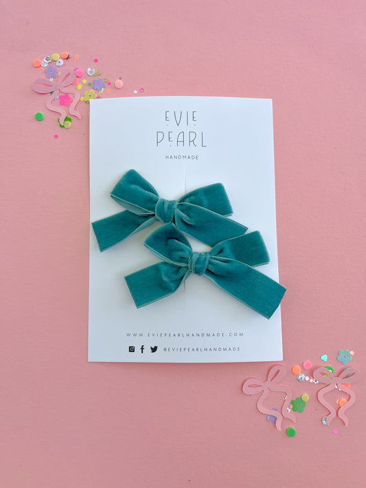 Tropical Punch Teal Velvet Classic Pigtails