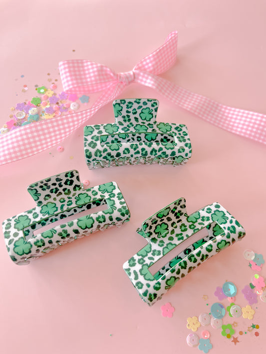 Green Clover Medium Claw Clip