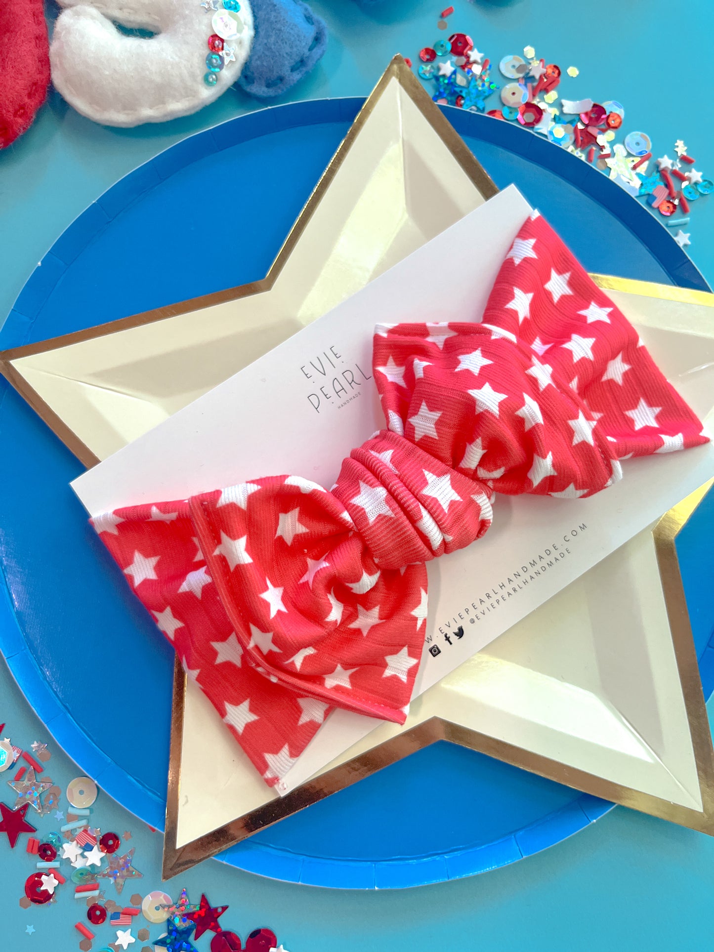 Red Stars Baby Bow Turban