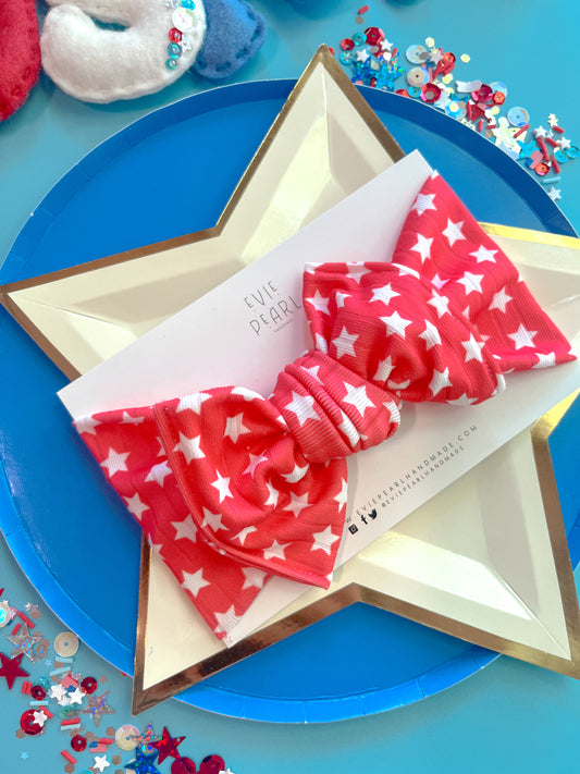 Red Stars Baby Bow Turban